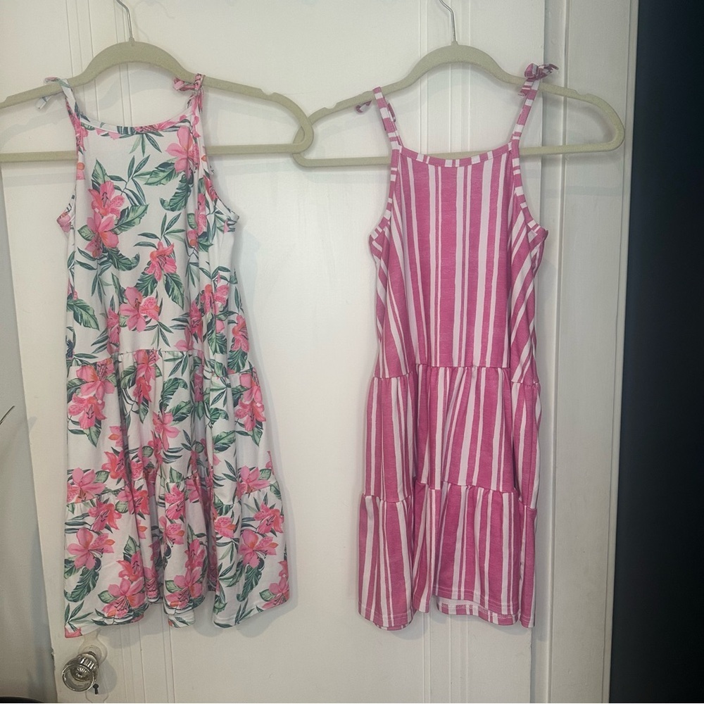 Tommy Bahama Pink Floral and Striped Kids Dresses lot - Picture 2 of 6